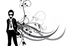 man silhouette wiyh floral