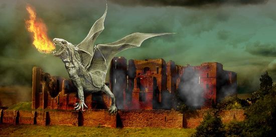  How to create a dragon on a burning castle