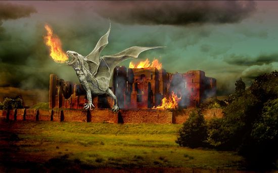  How to create a dragon on a burning castle