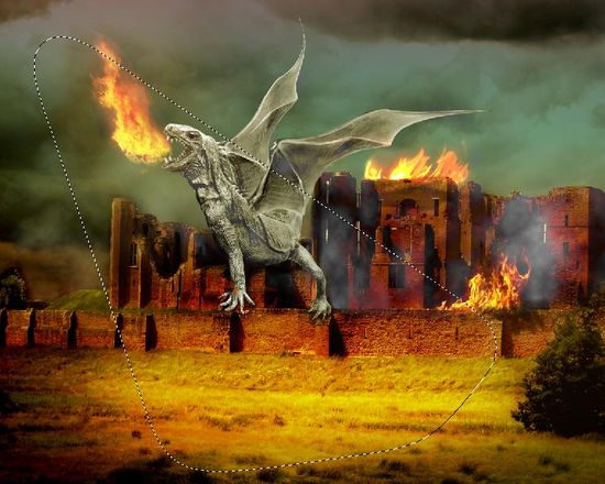 How to create a dragon on a burning castle