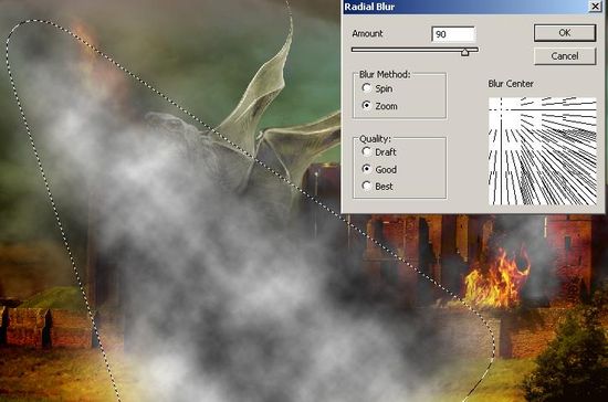  How to create a dragon on a burning castle