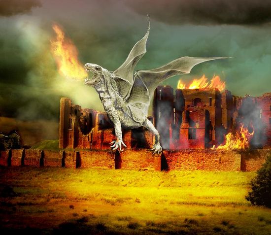  How to create a dragon on a burning castle
