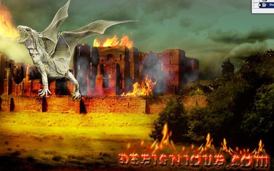  How to create a dragon on a burning castle