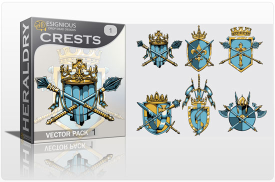 heraldry crests 1 New vector packs: crests, floral and wings+t shirt designs