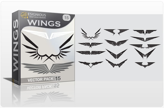 wings15 New vector packs: crests, floral and wings+t shirt designs