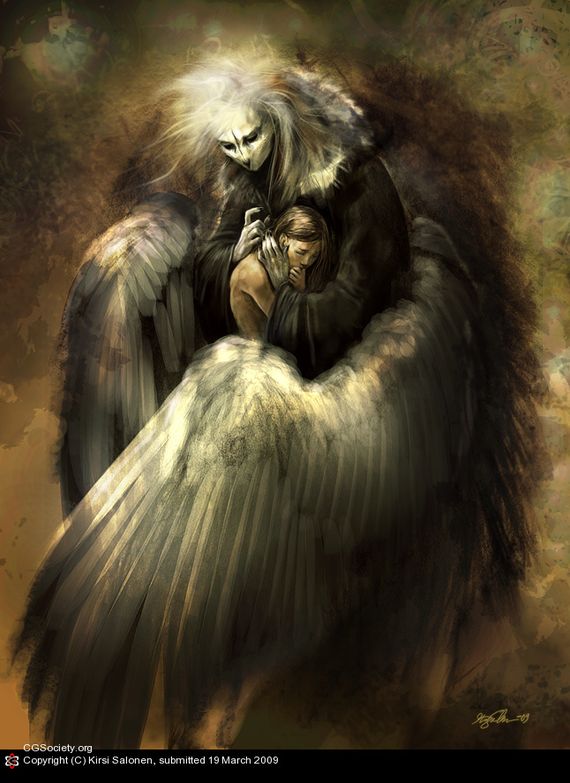 angel embracing female nude Kirsi Salonen