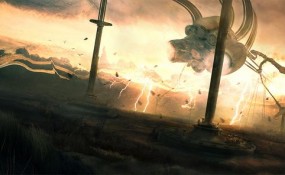 testamentbig 285x175 space ship releasing lightning bolts on ground