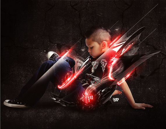 kid surrounded by red lights Photoshop Tutorials Roundup   March, 2010