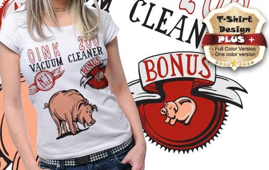 pig vector plus tshirt design 61 New vectors: Torn paper scrolls, Vintage Mega Pack 9 and 11 Plus Tees Designs