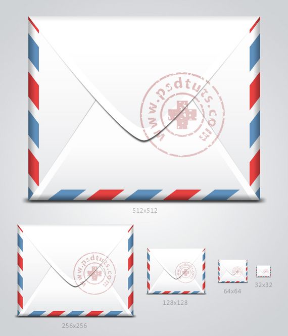 white envelope with red and blue stripes and stamp Photoshop Tutorials Roundup   March, 2010