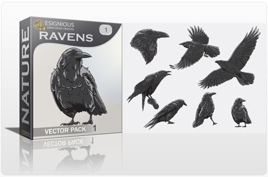 vector ravens Fresh Vector Packs: Harpies, Retro Girls, Dogs, Ravens, Wild Animals and Scrolls