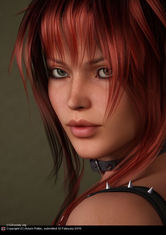 woman with red hair and spiked collar Artist of the week Adam Potter