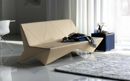 Origami Modern Leather Sofa Bed Furniture1 550x344 25+ Amazing Origami Inspired Designs