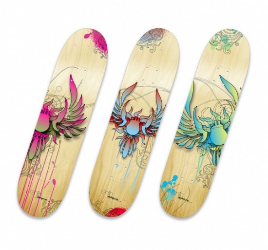 skate board design 1 550x513 Design on Wheels   100+ Seriously Awesome Skateboard Prints