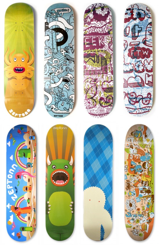 skateboards 550x846 Design on Wheels   100+ Seriously Awesome Skateboard Prints
