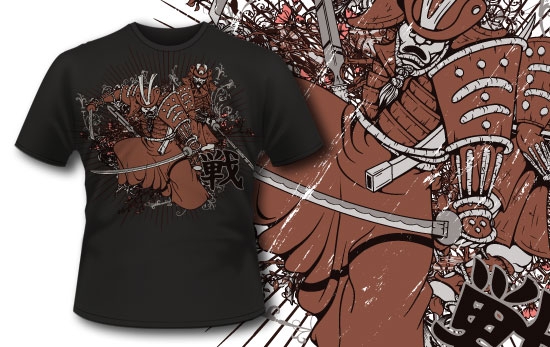 T-shirt design Samurais and Kanji