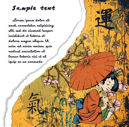 japanese vector torn cardboard with geisha 30 Most Beautiful Free and Premium Japanese Vector Illustrations