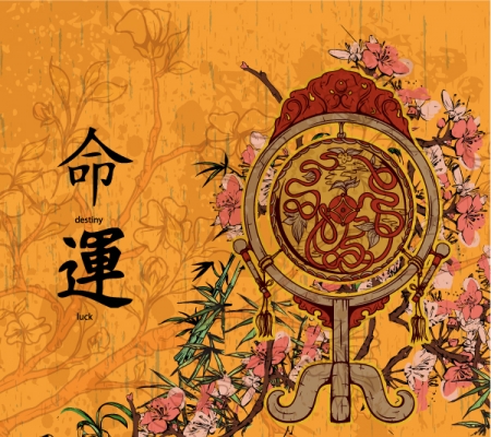 music vector grunge floral illustration with japanese drum 30 Most Beautiful Free and Premium Japanese Vector Illustrations