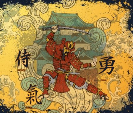 warrior vector japanese illustration with samurai 30 Most Beautiful Free and Premium Japanese Vector Illustrations