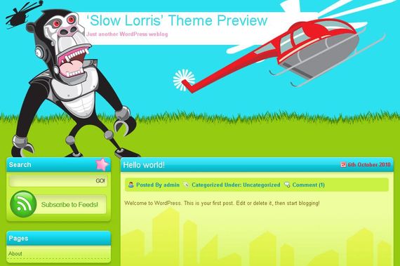 Slow Lorris Wordpress Theme Showcase of Beautiful Free and Premium Wordpress Themes
