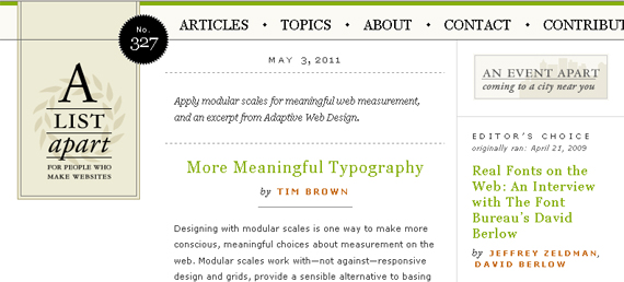 A List Apart Website Design Creative Typography in Web Design   Breaking the Rules