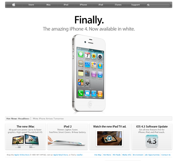Apple Website1 Color Psychology in Web Design   Big Websites Case Studies