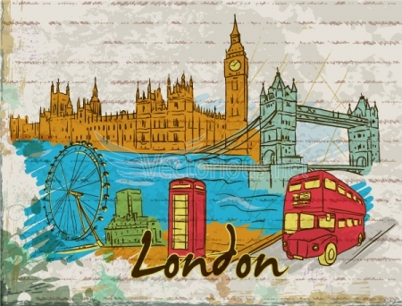 0645 london doodles Amsterdam, Barcelona, London, New York, Paris and Singapore – Famous Cities Vector Pack 2