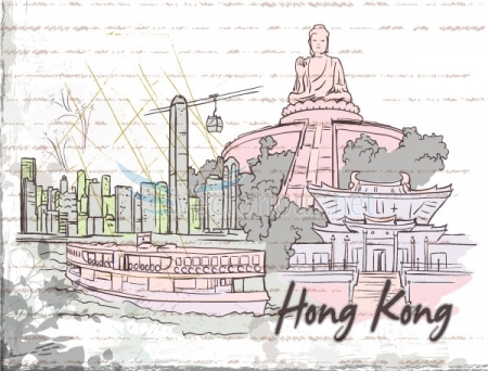0656 hong kong doodles Antalya, Bangkok, Dubai, Hong Kong, Istanbul and Kuala Lumpur   Famous Cities Vector Pack 1