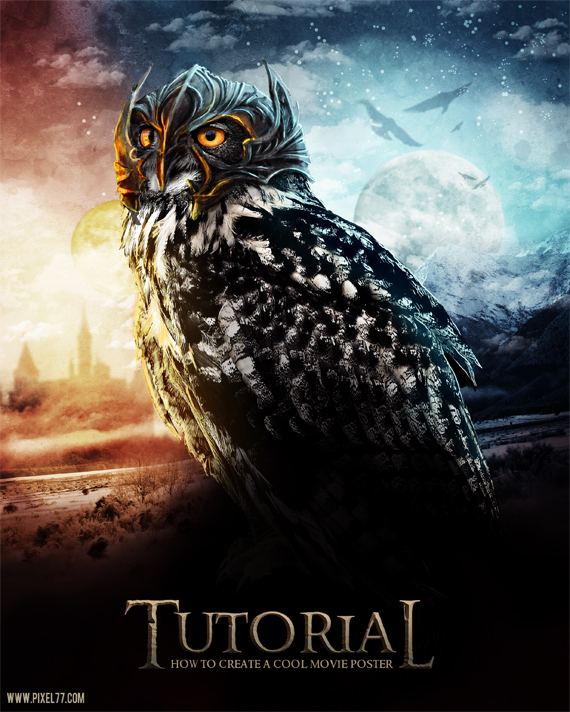 final pixel 77 owl poster tutorial1 Design Process: How to create a movie poster with Photoshop and Paint Tool SAI