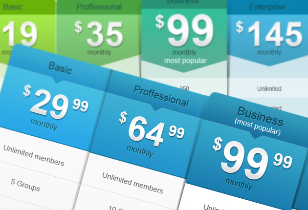 pricing tables preview Awesome new design goodies from Designtnt   WP Theme, Vectors, PS tutorials, Pricing tables & PS brushes!