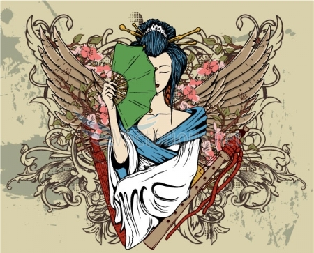 1041 geisha with floral The Influence of Japanese Culture in Graphic Design