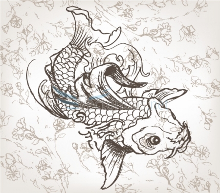 2625 hand drawn koi fish The