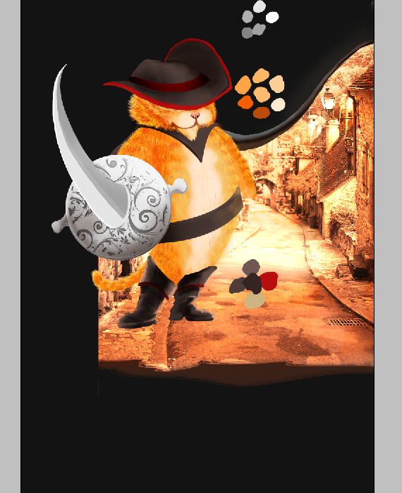 28.1 pixel 77 puss in boots photoshop tutorial Design Process: How to create a Puss in Boots movie poster in Photoshop