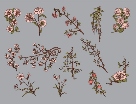 Japanese flowers in graphic