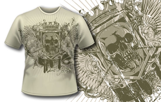 t shirt design 242 with skull and heraldry How to Use Vector Skulls to Create Jaw Dropping Illustrations