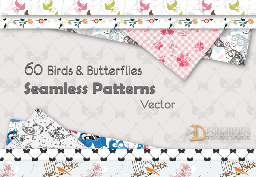 BIRDS BUTTERFLIES PATTERNS Inky Deals Bundle: the biggest design resources bundle ever!