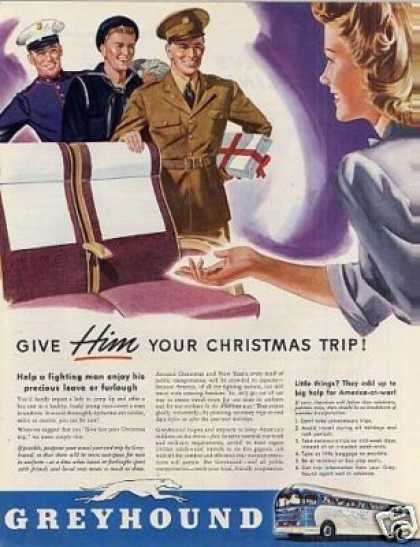 Greyhound Bus 1942 Get a Taste of Christmas with some Vintage Advertising Designs
