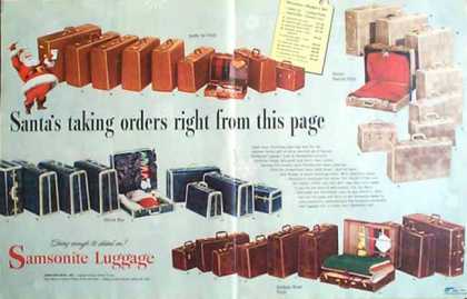 Samsonite Luggage 1949 Get a Taste of Christmas with some Vintage Advertising Designs
