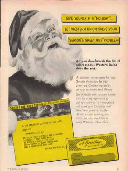 Western Union 1948 Get a Taste of Christmas with some Vintage Advertising Designs