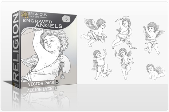 designious angels vector pack 5 engraved angels preview 1 Smokin Hot New Design Resources from Designious.com! 