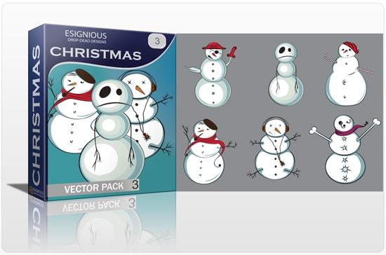 christmas snow man 3 Snowflakes, Santa, Christmas Trees and Snowmen Vector Packs for Your Illustrations