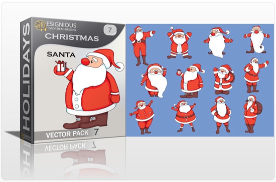 christmass 7  Snowflakes, Santa, Christmas Trees and Snowmen Vector Packs for Your Illustrations