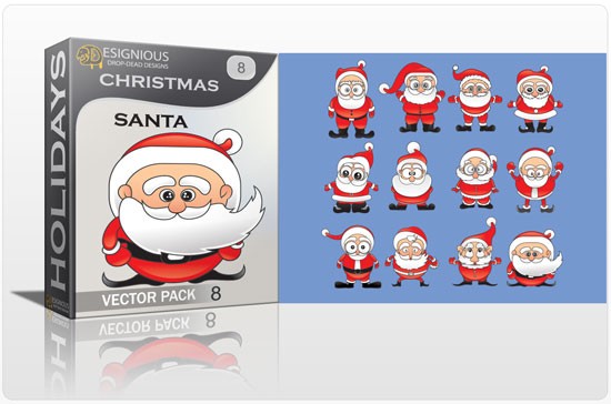 christmass 8 Snowflakes, Santa, Christmas Trees and Snowmen Vector Packs for Your Illustrations