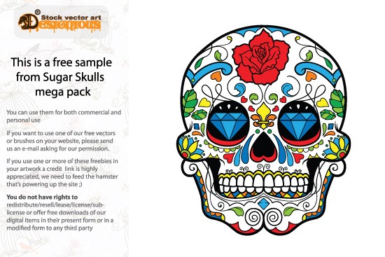 designious free vector sugar skull New Vector Resources from Designious.com! Sugar Skulls, Seamless Patterns, Floral Vector Packs + Freebie