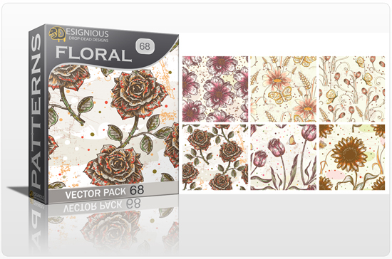 designious seamless patterns vector pack 68 floral print 0 New Vector Resources from Designious.com! Sugar Skulls, Seamless Patterns, Floral Vector Packs + Freebie