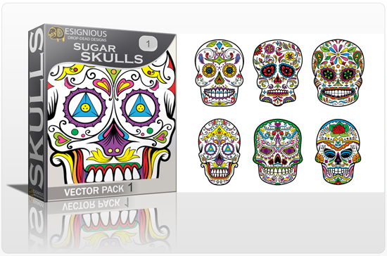 designious sugar skulls vector pack 1 preview 1 New Vector Resources from Designious.com! Sugar Skulls, Seamless Patterns, Floral Vector Packs + Freebie