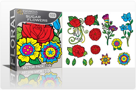 designious sugar skulls vector pack 10 preview 1 1 New Vector Resources from Designious.com! Sugar Skulls, Seamless Patterns, Floral Vector Packs + Freebie