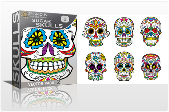 designious sugar skulls vector pack 2 preview 1 New Vector Resources from Designious.com! Sugar Skulls, Seamless Patterns, Floral Vector Packs + Freebie