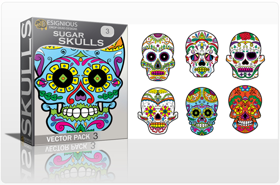 designious sugar skulls vector pack 3 preview 1 New Vector Resources from Designious.com! Sugar Skulls, Seamless Patterns, Floral Vector Packs + Freebie