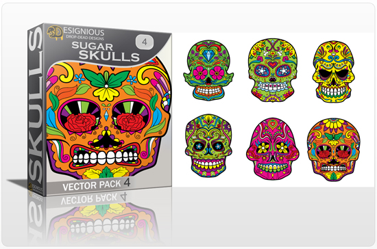 designious sugar skulls vector pack 4 preview 1 New Vector Resources from Designious.com! Sugar Skulls, Seamless Patterns, Floral Vector Packs + Freebie